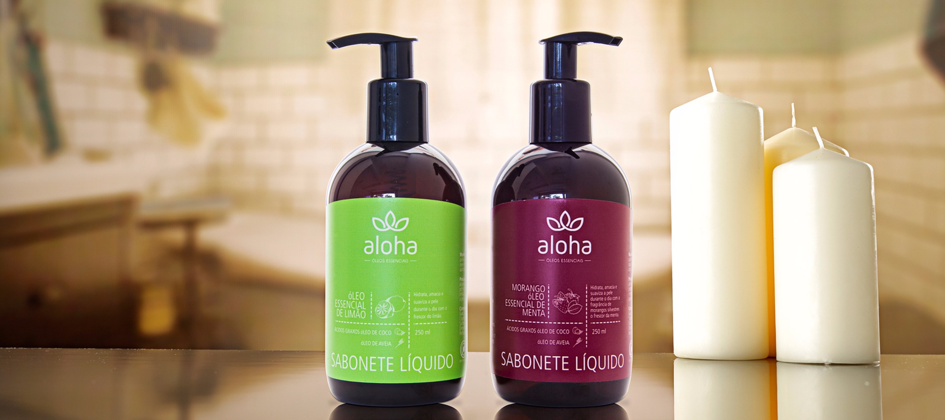 Linha de sabonetes líquidos Propriedades Sabonete líquido, em formulação rica e cremosa para limpar a pele sem ressecá-la. Hidrata, amacia e suaviza a pele durante o dia.  OPÇÕES:  ÓLEO ESSENCIAL DE LIMÃO ENCAPSULADO ÓLEO ESSENCIAL DE MENTA E FRAGRÂNCIA DE MORANGO SILVESTRE Ativos ÁCIDOS GRAXOS ÓLEO DE COCO ÓLEO AVEIA